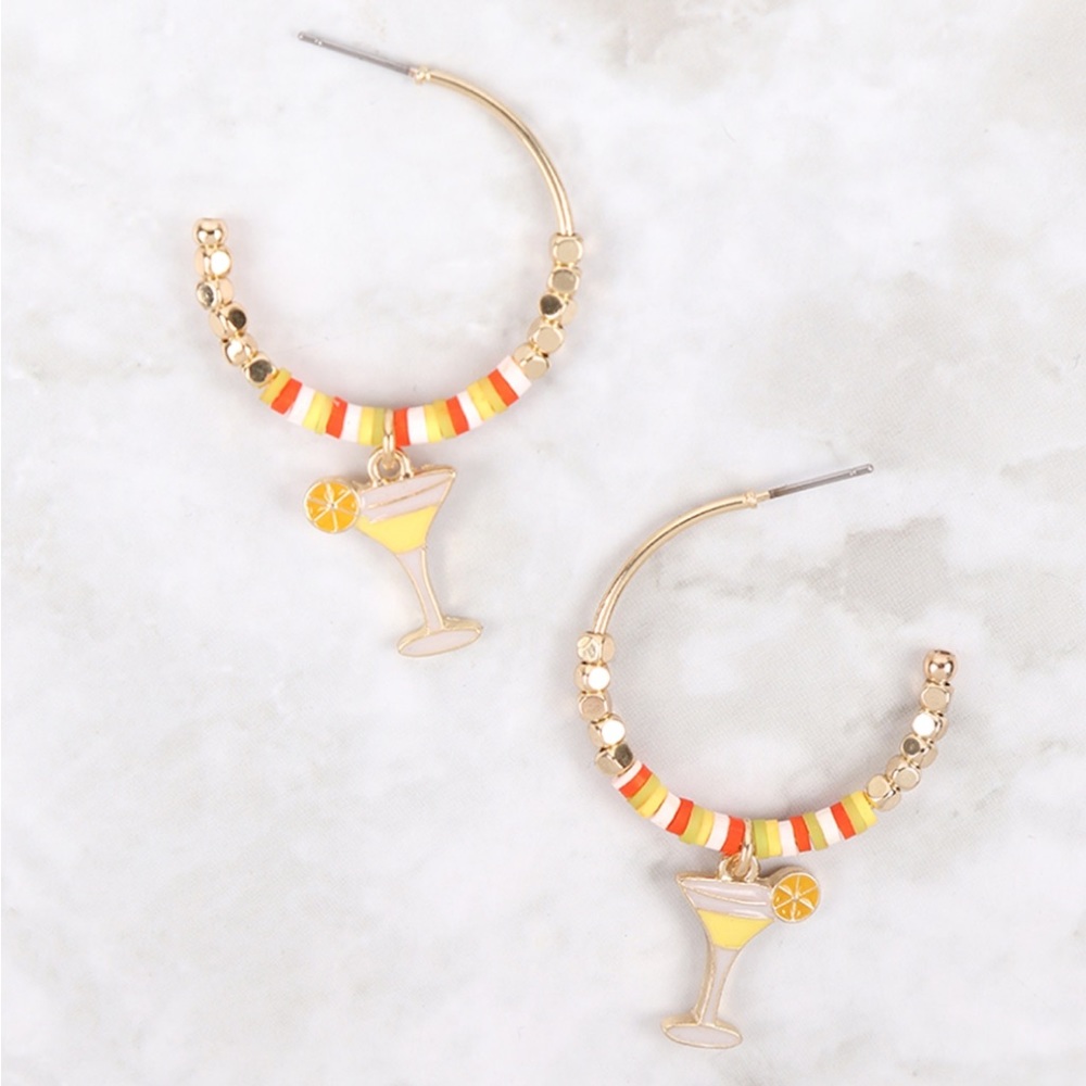 Cocktail Charm Hoop Earrings